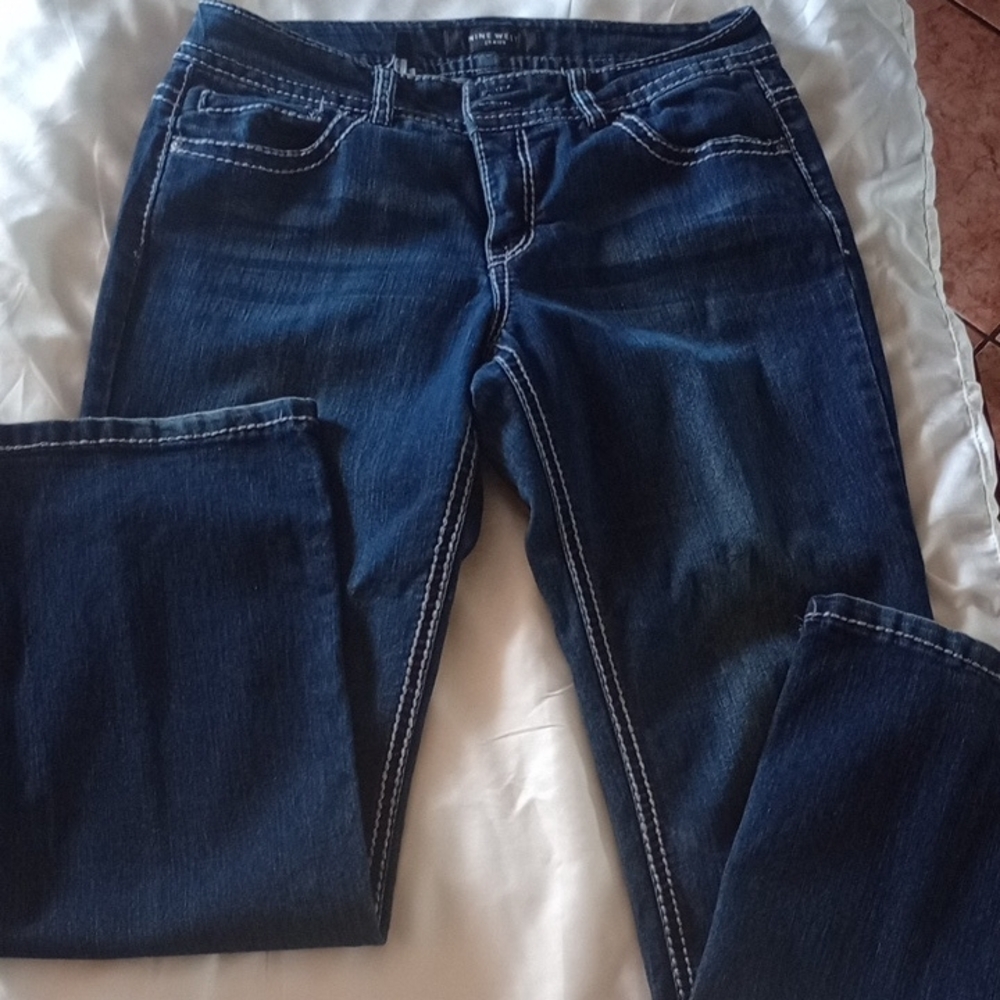 Nine West Blue Denim Jeans with Contrast Stitching